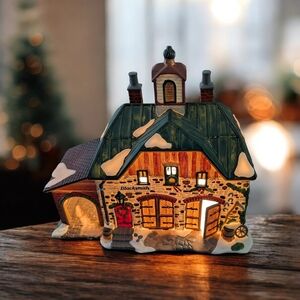 Festive Holiday Village Blacksmith House with Light